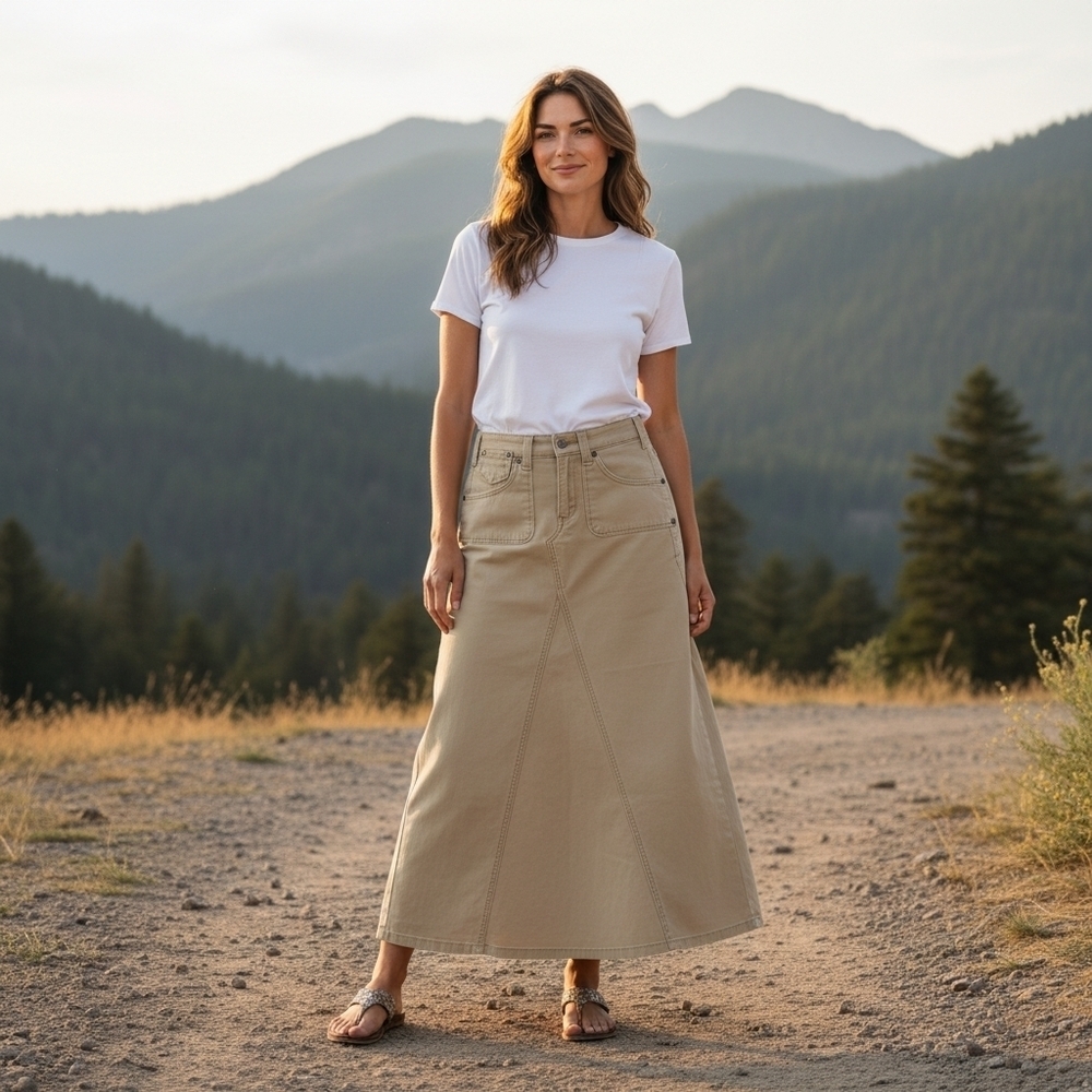 Levi's Vintage Y2K Classic Tan Maxi A Line Skirt
